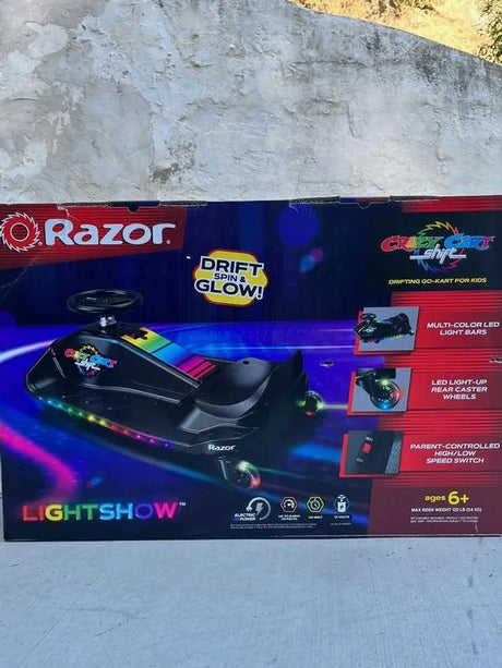 Razor Crazy Cart Shift Lightshow - Kids Drifting Go Kart with LED Lights & Speed Control