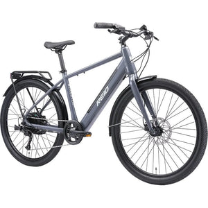 REID Blacktop 1.0 Electric City Bike Grey 52cm (Large)- Powerful 250W Hub Motor & 9-Speed Gearing