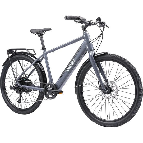 REID Blacktop 1.0 Electric City Bike Grey 52cm (Large)- Powerful 250W Hub Motor & 9-Speed Gearing