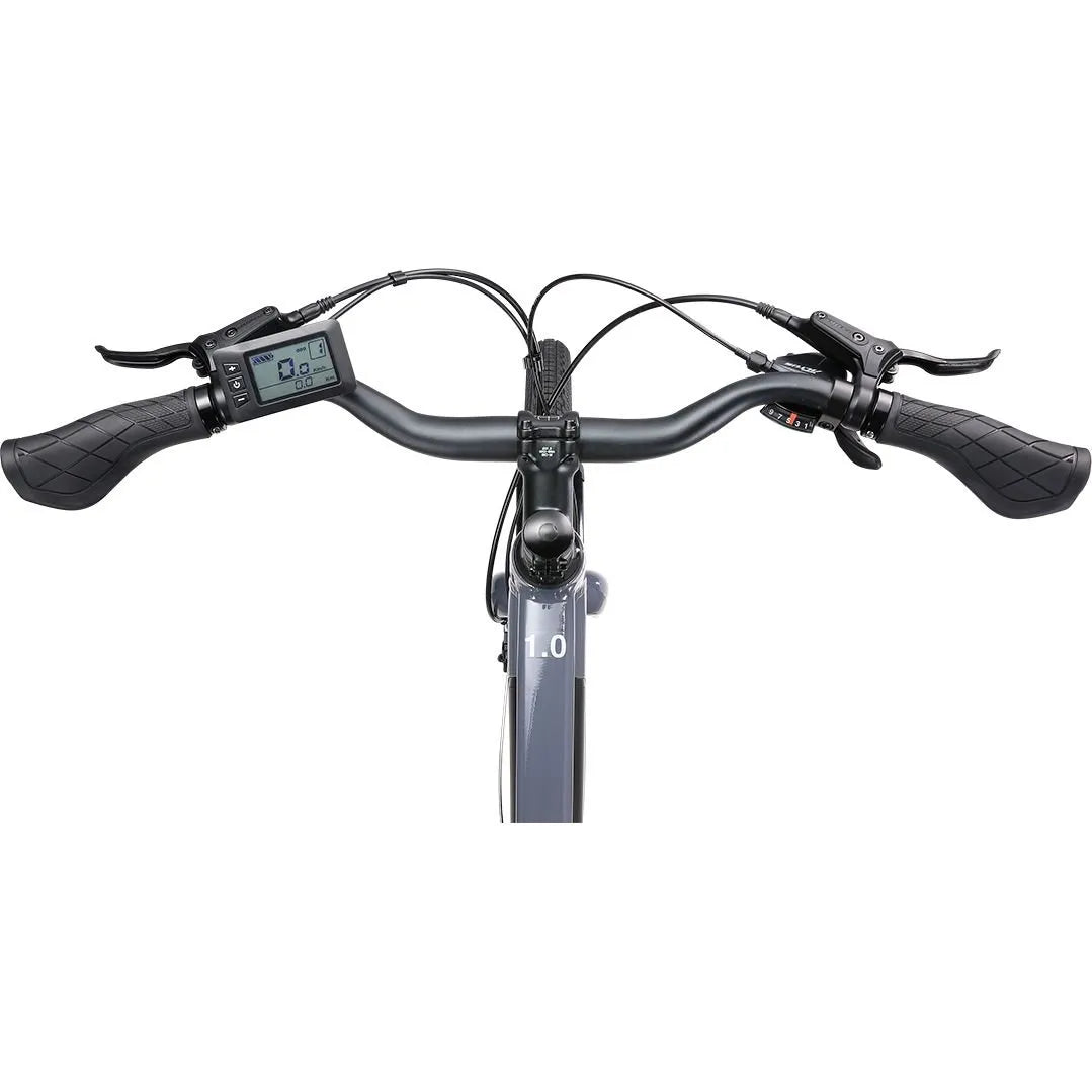REID Blacktop 1.0 Electric City Bike Grey 52cm (Large)- Powerful 250W Hub Motor & 9-Speed Gearing