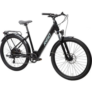 REID Quest 1.0 Electric City Bike Black 42cm Medium - 250W Hub Motor, Step-Through Frame & Suspension