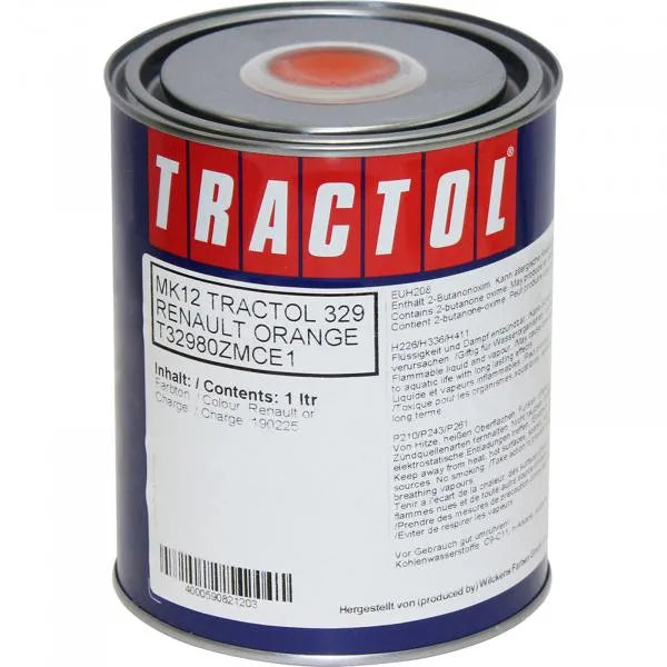 Tractol Paint Renault Orange 1L - High Gloss Finish for Agricultural & Construction Equipment - MK12
