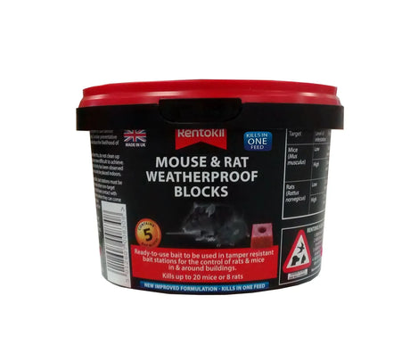 Rentokil Mouse & Rat Weatherproof Blocks 5 Pcs - Effective Outdoor Rodent Control