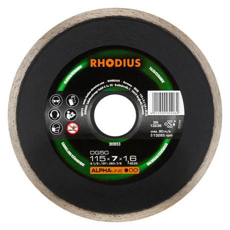 Rhodius DG50 Diamond Cutting Disc 115mm | Precision Tile & Ceramic Blade