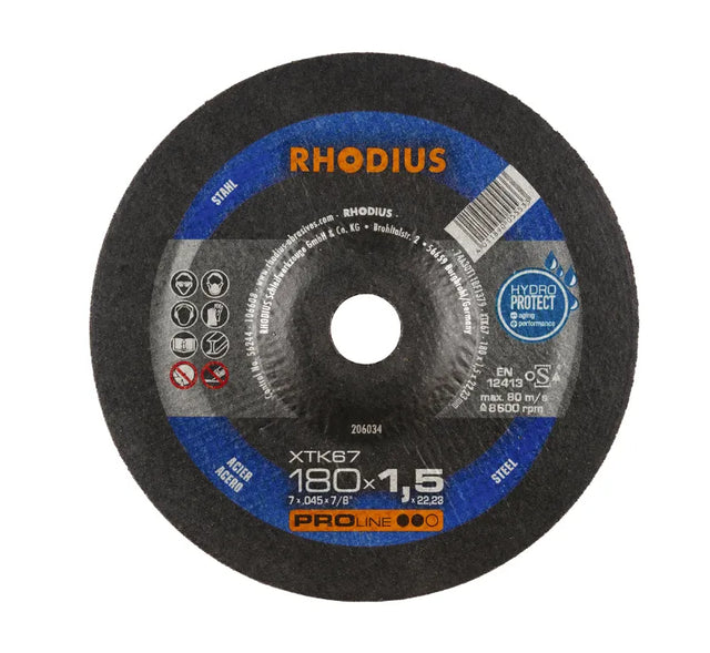 Rhodius Cutting Disc XTK67 - 180 X 1.5 X 22.23mm