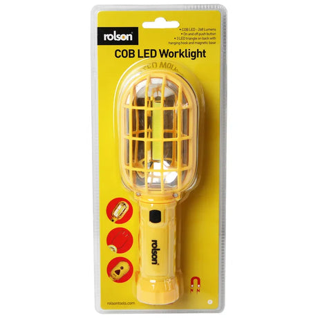 Rolson 3W COB LED Caged Worklight - Magnetic Base, Red Flashing Triangle, 3AA Batteries