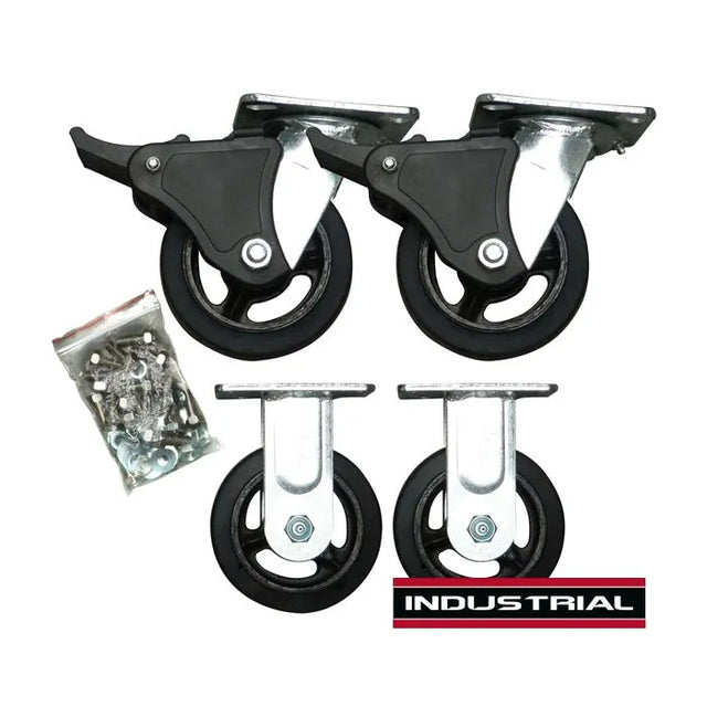 Jefferson 5" Ball-Bearing Rubber Castor Wheel Set with Grease Nipples