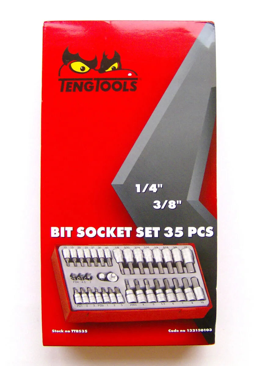 Teng Tools TTBS35 35 Piece 1/4" & 3/8" Drive Bit Socket Set