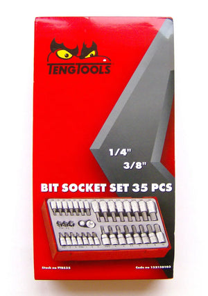 Teng Tools TTBS35 35 Piece 1/4" & 3/8" Drive Bit Socket Set