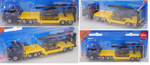 Siku 1:87 Police Low Loader with Helicopter - Diecast Rescue Transport Set