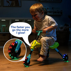 TP Scuttlebug Firefly Ride-On - Folding 3-Wheel Toddler Trike with Light-Up Wheels (8615)