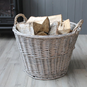 Slemcka Contemporary Grey Wicker Log basket 450mm