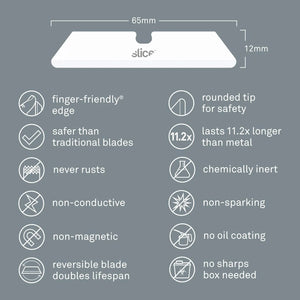 Slice 10526 Utility Knife Blades - Rounded Tip Ceramic Safety Blades (3-Pack)