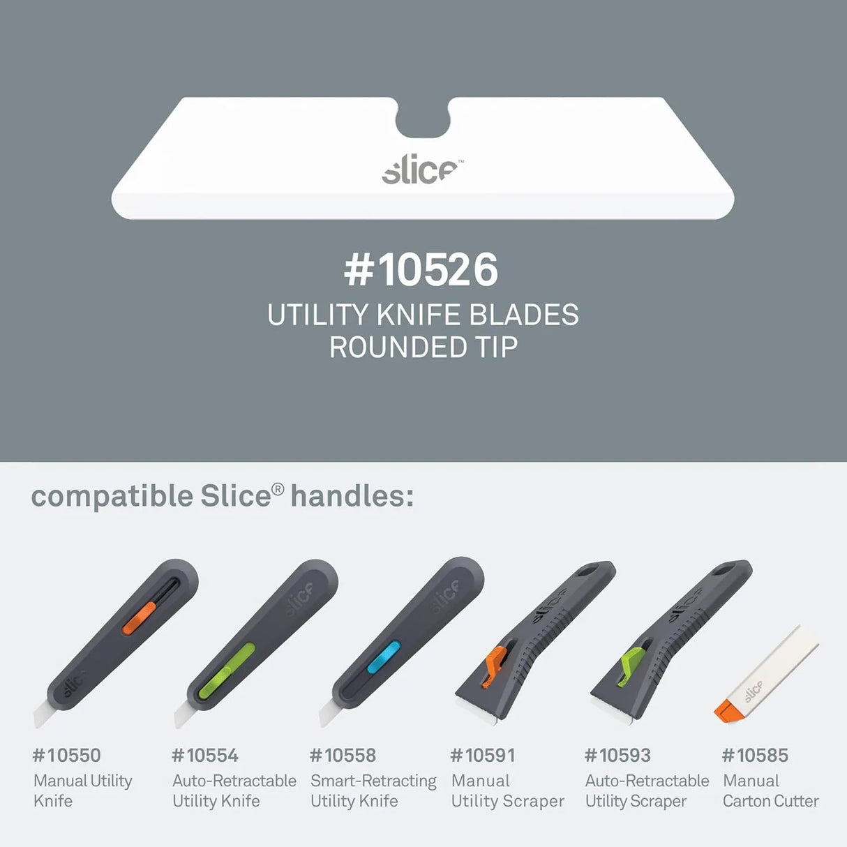 Slice 10526 Utility Knife Blades - Rounded Tip Ceramic Safety Blades (3-Pack)