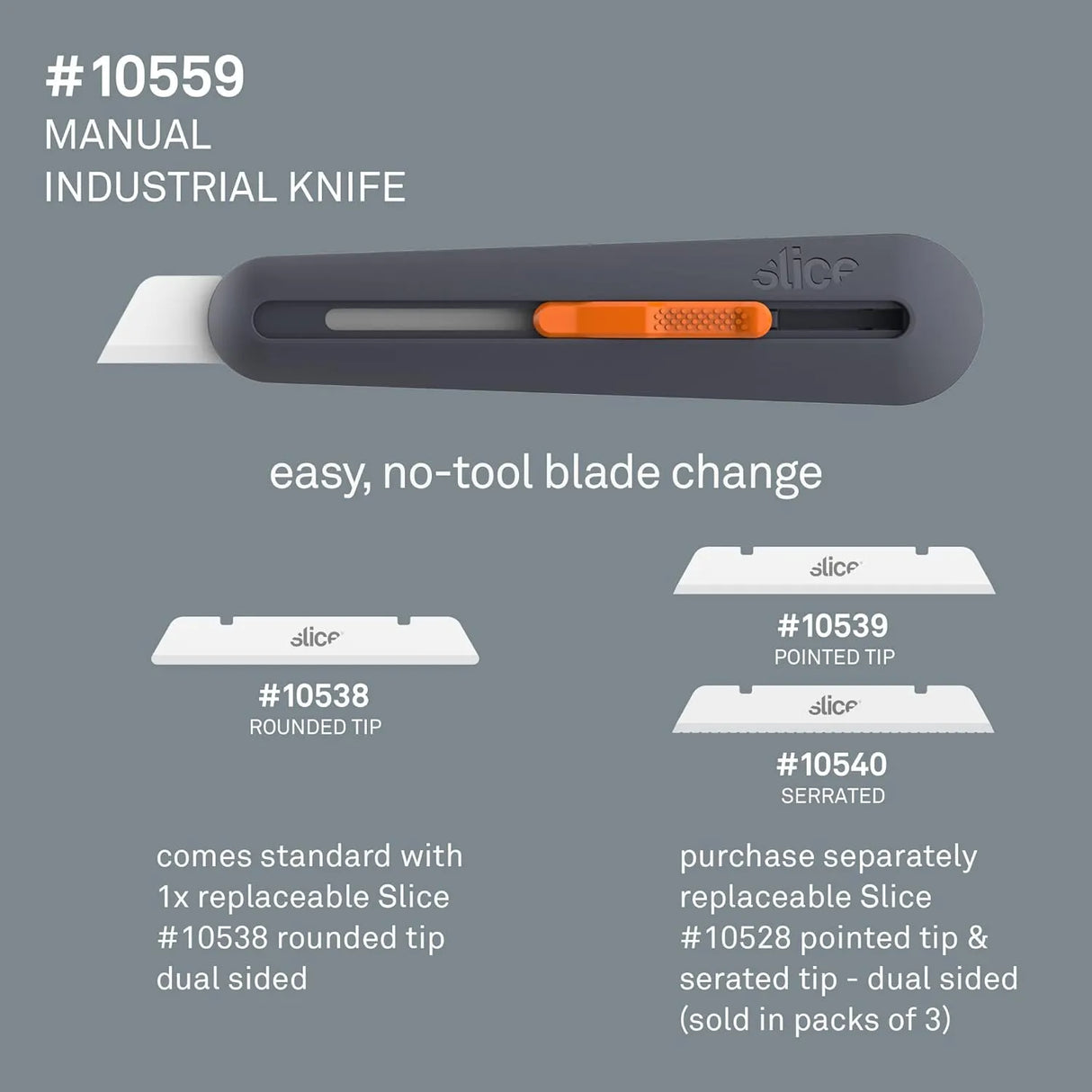 Slice 10559 Manual Industrial Knife - Heavy-Duty Ceramic Blade Cutter with 76mm Cutting Depth