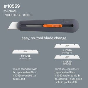 Slice 10559 Manual Industrial Knife - Heavy-Duty Ceramic Blade Cutter with 76mm Cutting Depth