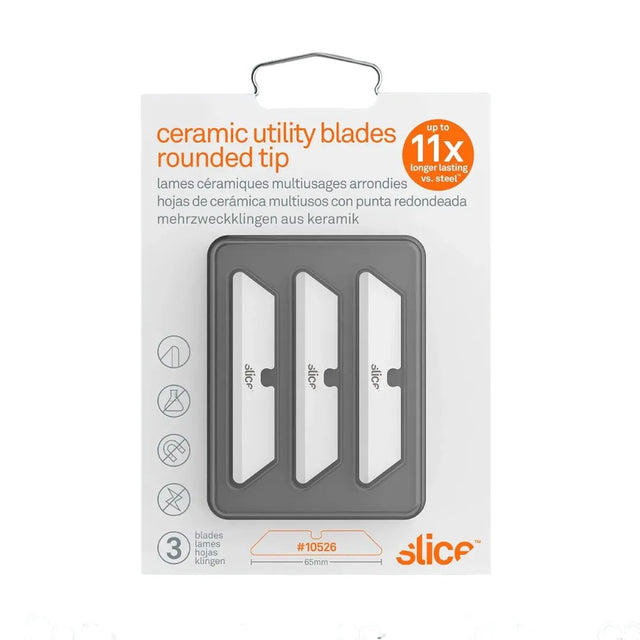 Slice 10526 Utility Knife Blades - Rounded Tip Ceramic Safety Blades (3-Pack)
