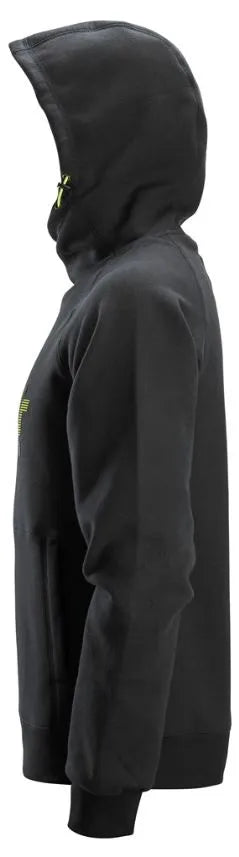 Snickers Logo Hoodie - Black, Comfortable High-Collar Hoodie with Mesh-Lined Pockets