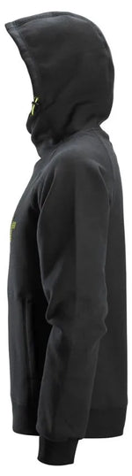 Snickers Logo Hoodie - Black, Comfortable High-Collar Hoodie with Mesh-Lined Pockets