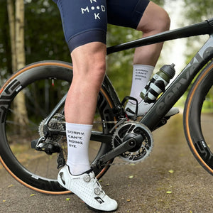 NMDK Sorry Can't Riding Bye Socks - White