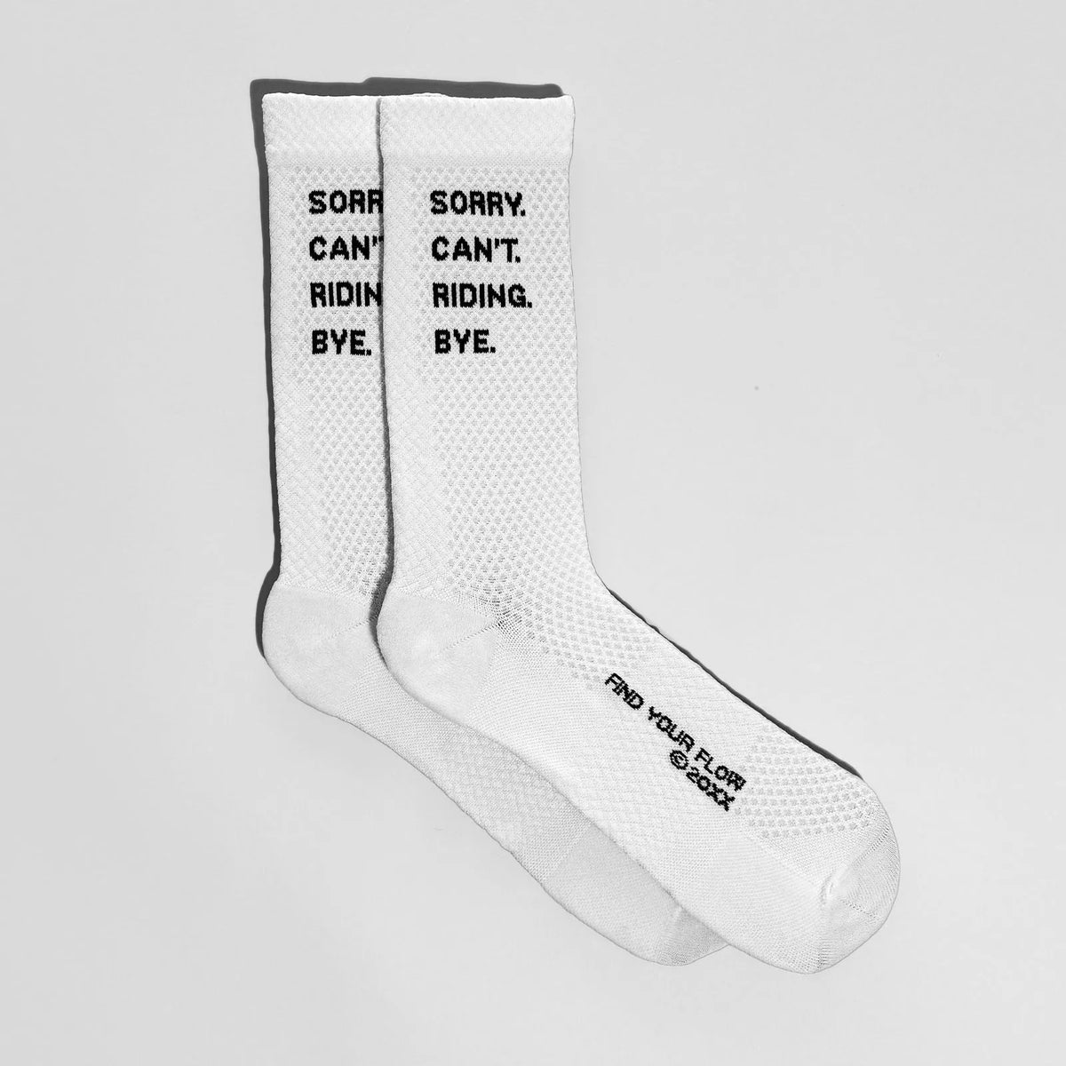 NMDK Sorry Can't Riding Bye Socks - White