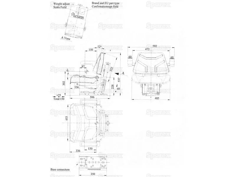 Sparex Tractor Seat Assembly for Case IH and Massey Ferguson 71053 
