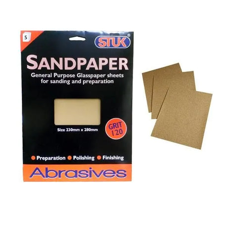 Stuk Sandpaper 120 Grit Pack of 5