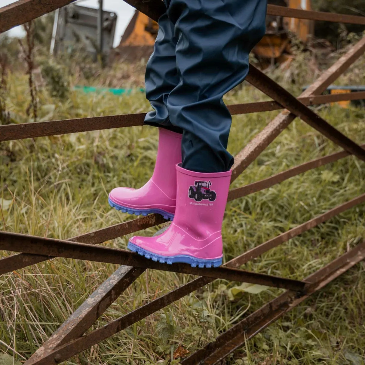 Swampmaster Junior Tractor Wellington Wellies Boot Pink/Lilac