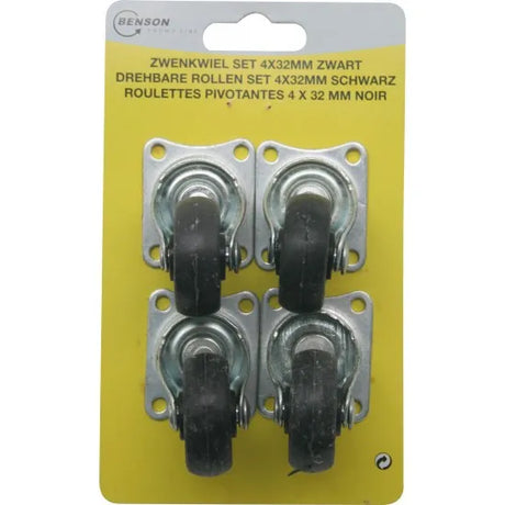 Swivel Castor Set 4x32mm Black