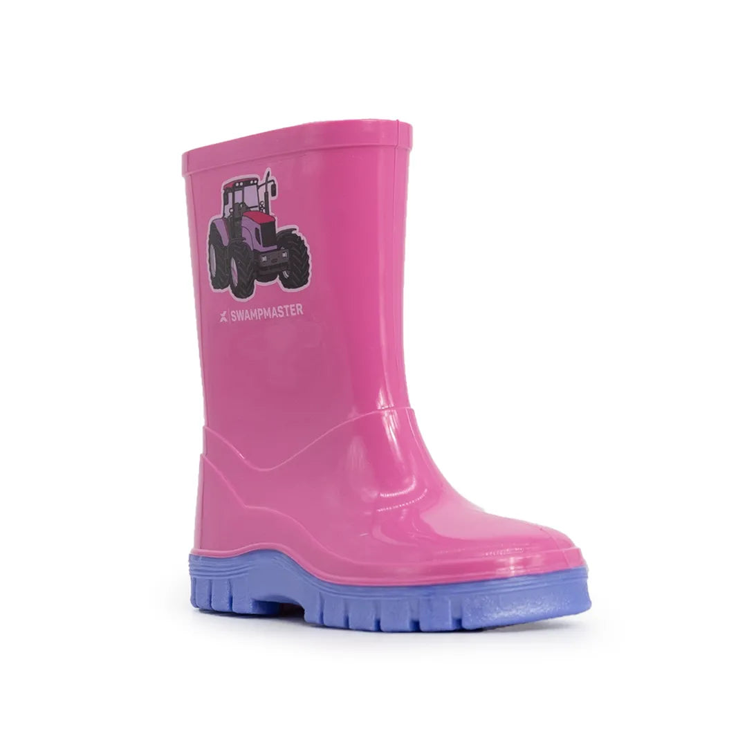 Swampmaster Junior Tractor Wellington Wellies Boot Pink/Lilac
