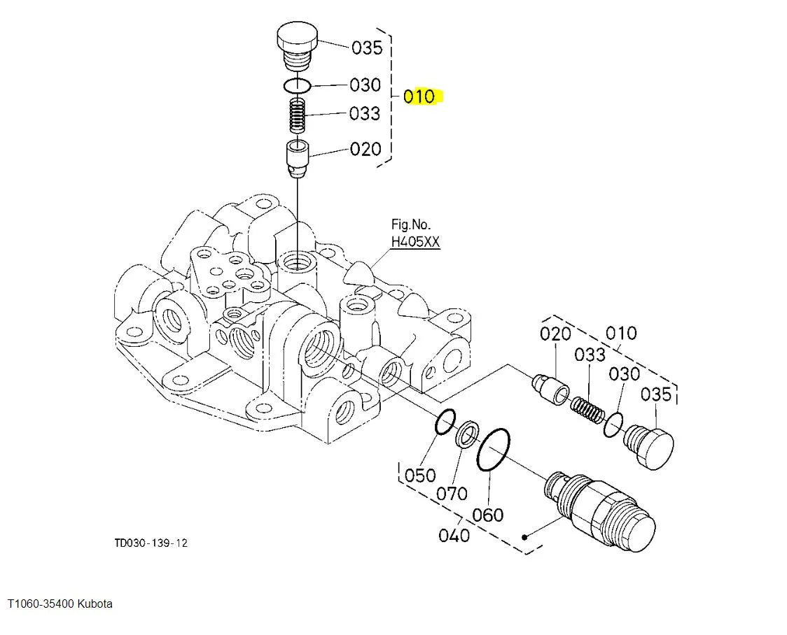 Kubota ASSY Valve Check T1060-35400 | Genuine OEM Check Valve for Kubota Tractors