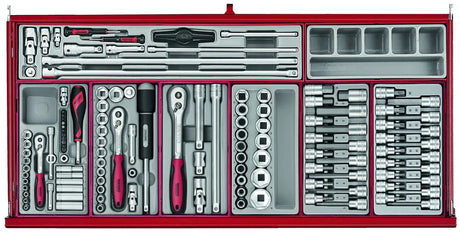 Teng Tools 38" Roller Cabinet TT Tool Kit 205 Pieces Red