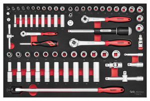 Teng Tools 27″ Classic Roller Cabinet Foam Tool Kit 217 Pieces Red