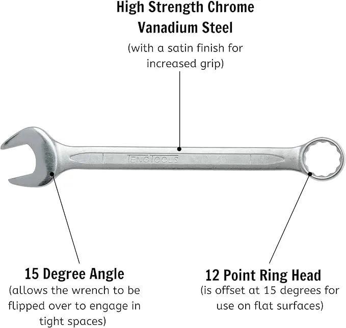 Teng Tools 600538 38 mm Combination Spanner - CrV Satin Finish