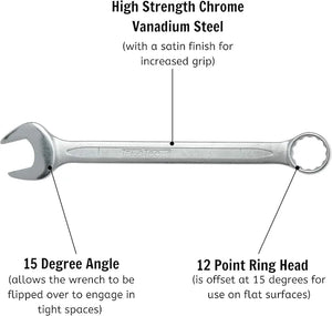 Teng Tools 600538 38 mm Combination Spanner - CrV Satin Finish