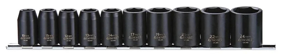 Teng Tools 9121 Impact Socket Clip Rail Set - 1/2" Drive, ANSI Standard, 10 Pieces