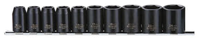Teng Tools 9121 Impact Socket Clip Rail Set - 1/2" Drive, ANSI Standard, 10 Pieces