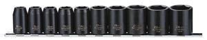 Teng Tools 9121 Impact Socket Clip Rail Set - 1/2" Drive, ANSI Standard, 10 Pieces
