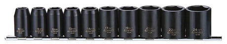 Teng Tools 9121 Impact Socket Clip Rail Set - 1/2" Drive, ANSI Standard, 10 Pieces