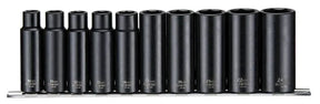 Teng Tools 10 Piece 1/2" Drive 6 Point Deep Metric Impact Socket Set 