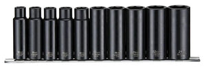 Teng Tools 10 Piece 1/2" Drive 6 Point Deep Metric Impact Socket Set 