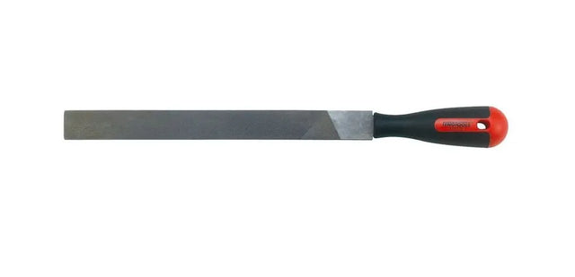 Teng Tools FLFT10 10" Flat Hand File - High Carbon Steel, 2nd Cut, Bi-Material Handle
