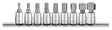 Teng Tools M1409HN Hex Bit Socket Set - 1/4in Drive, 9-Piece Metric on Clip Rail