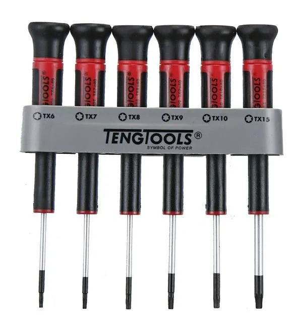 Teng Tools MDM706TX 6 Piece TX Type Mini Screwdriver Set – CrMo Alloy Steel, Includes Rack