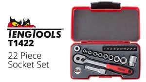 Teng Tools 22 Piece 1/4" Drive Socket Set