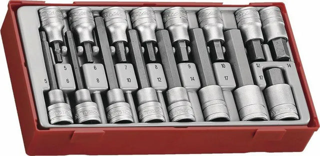 Teng Tools 16 Piece 1/2"Drive Hex Bits Socket Set