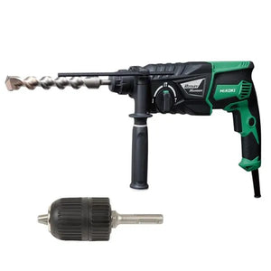 Hikoki 230v Hammer Drill + Adaptor 