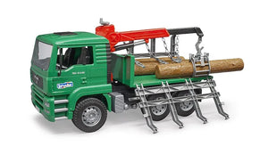 Bruder MAN Timber Transport Truck with Loading Crane and 3 Tree Trunks