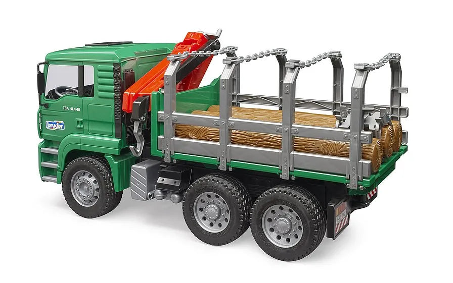 Bruder MAN Timber Transport Truck with Loading Crane and 3 Tree Trunks