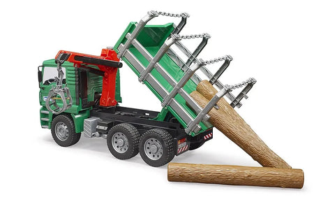Bruder MAN Timber Transport Truck with Loading Crane and 3 Tree Trunks